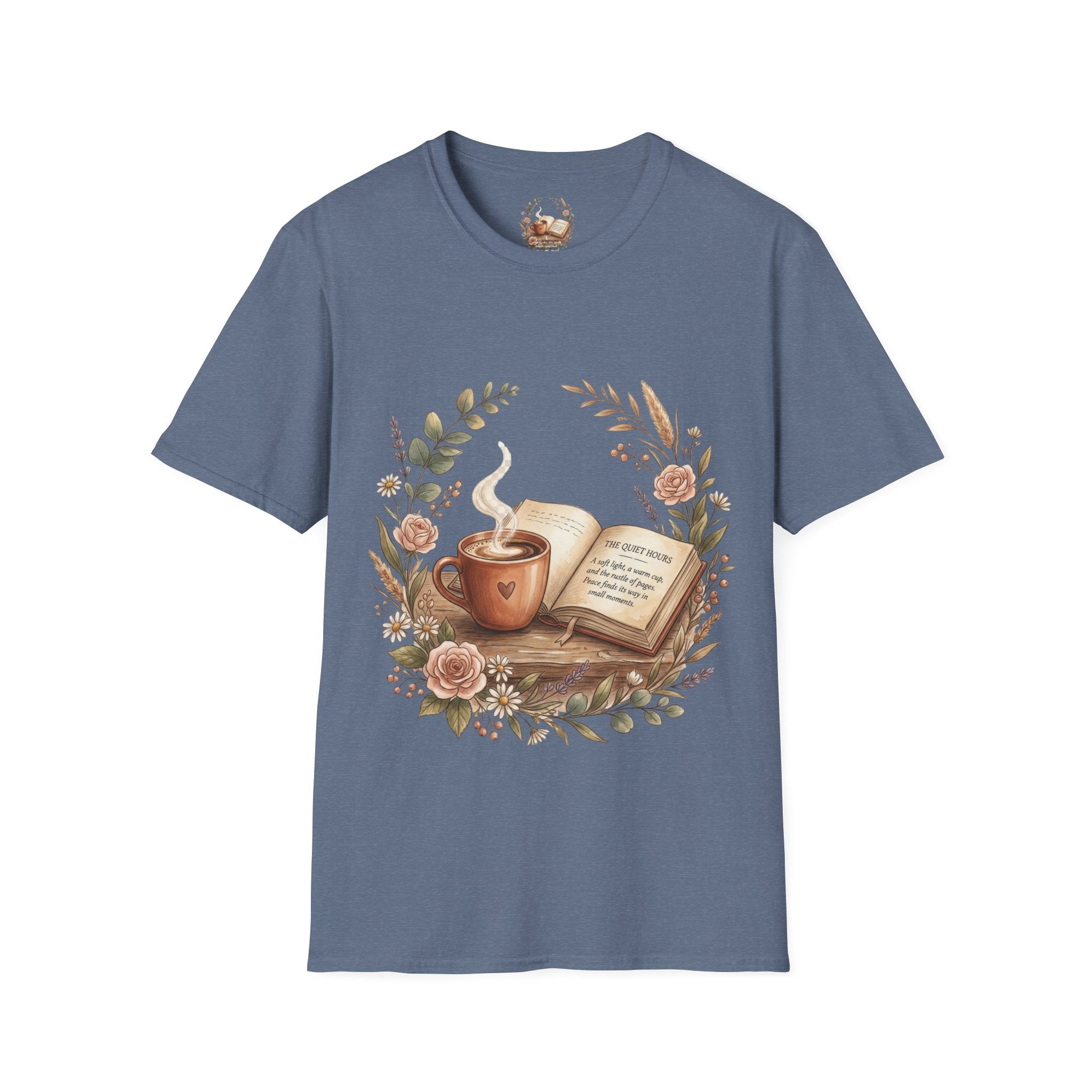 Coffee & Books Aesthetic T-Shirt – Vintage Floral Reading Lover Gift
