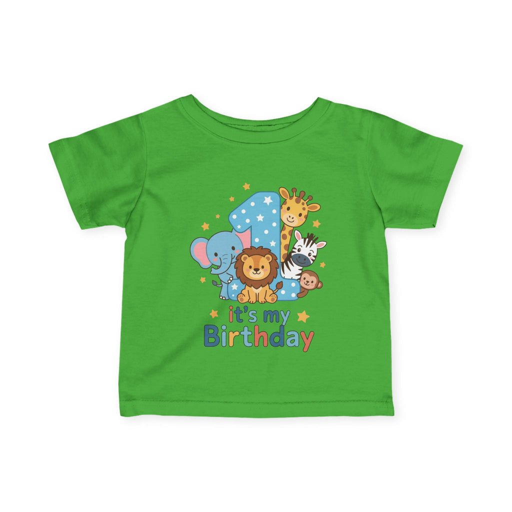 1st Birthday Infant Tee - Cute Safari Animals "It's My Birthday"