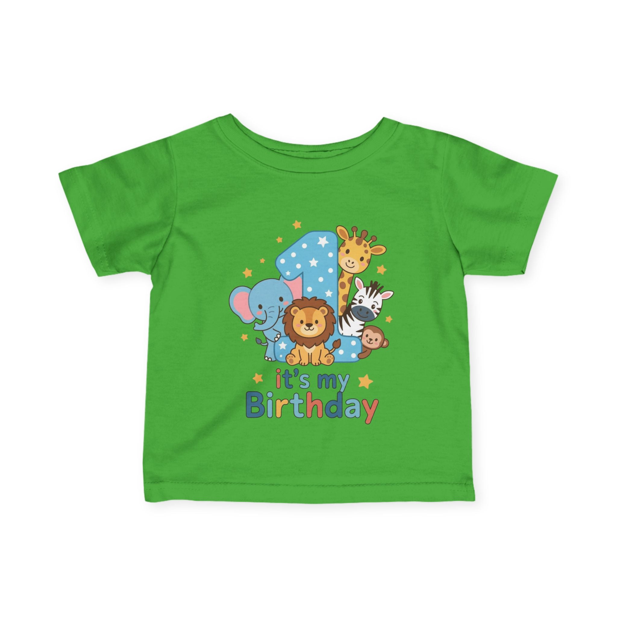 1st Birthday Infant Tee - Cute Safari Animals "It's My Birthday"