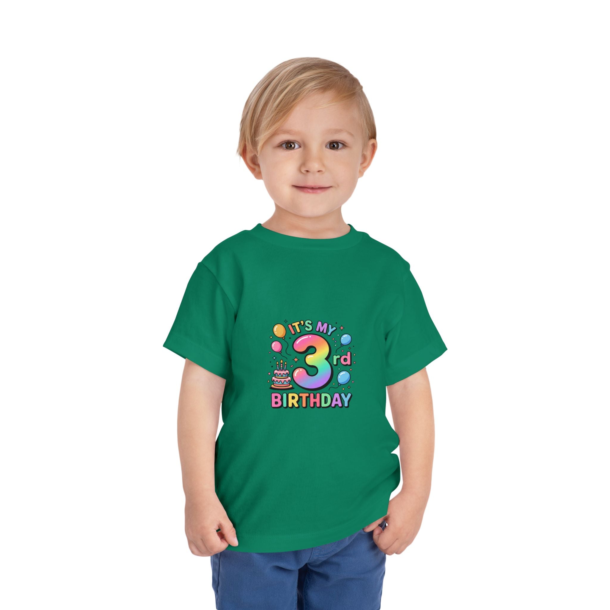 3rd Birthday Toddler Tee — "It's My 3rd Birthday" Colorful Party Shirt