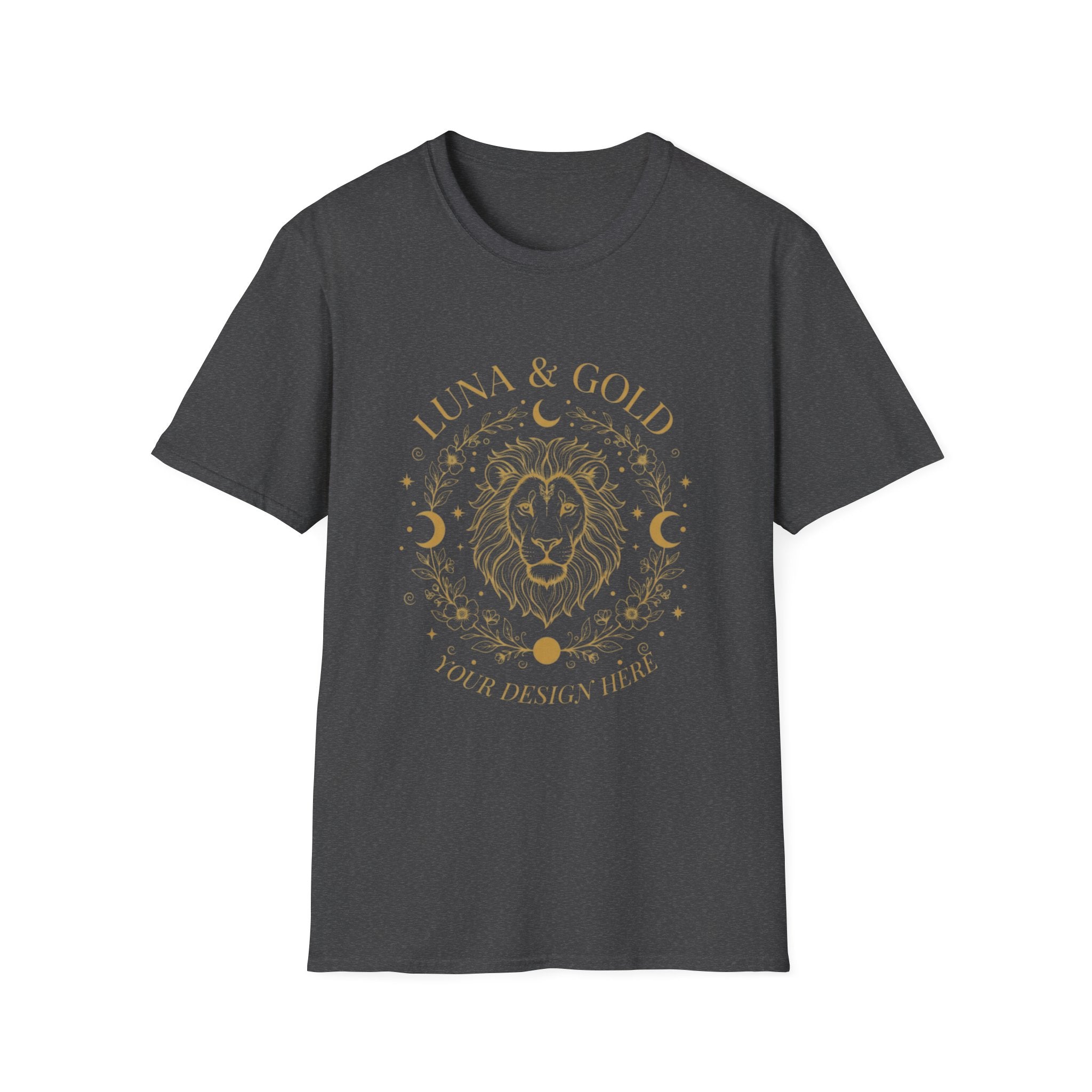 Luna & Gold Lion Moon T-Shirt — Celestial Zodiac Leo Graphic Tee