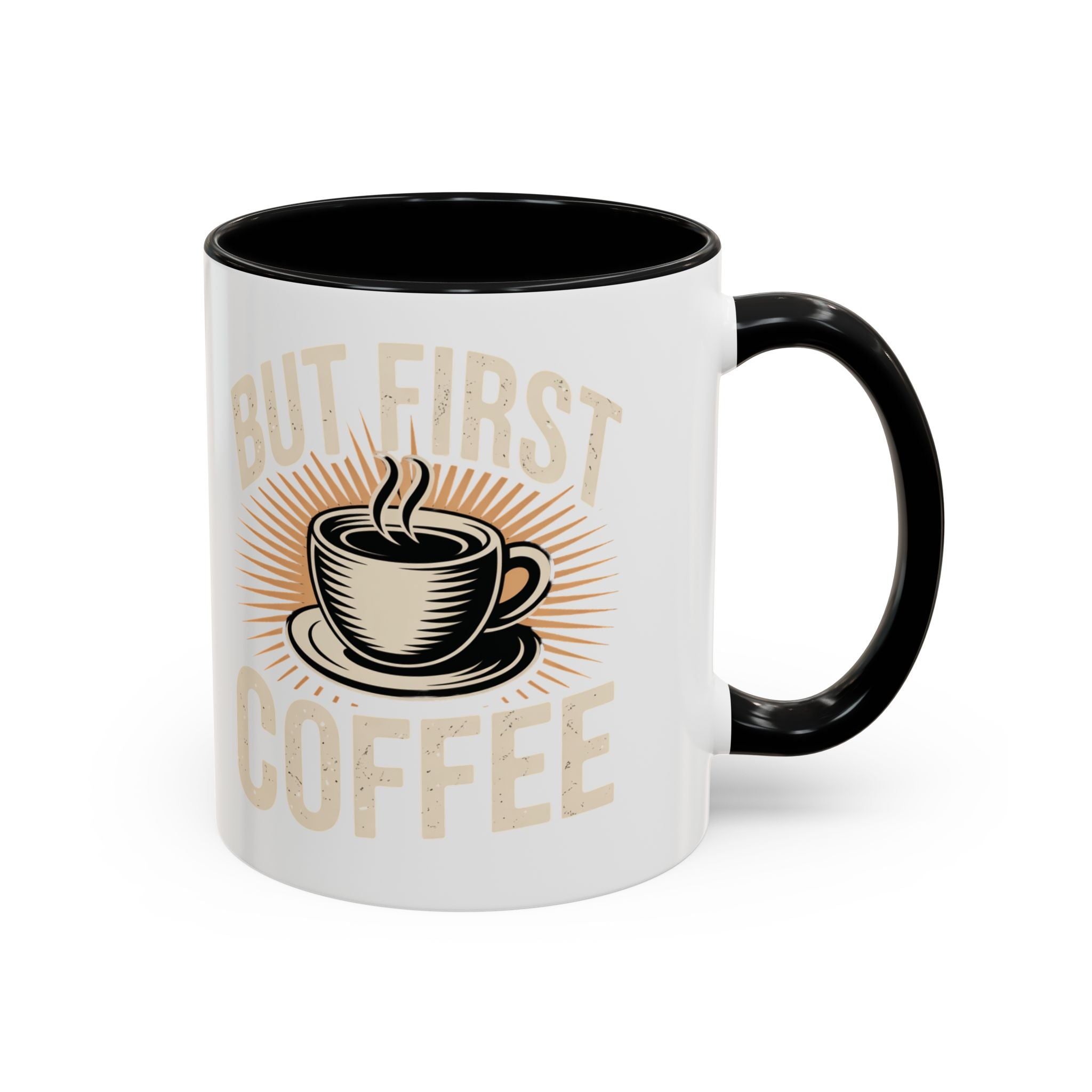 But First Coffee Accent Mug - Retro Coffee Cup 11/15oz