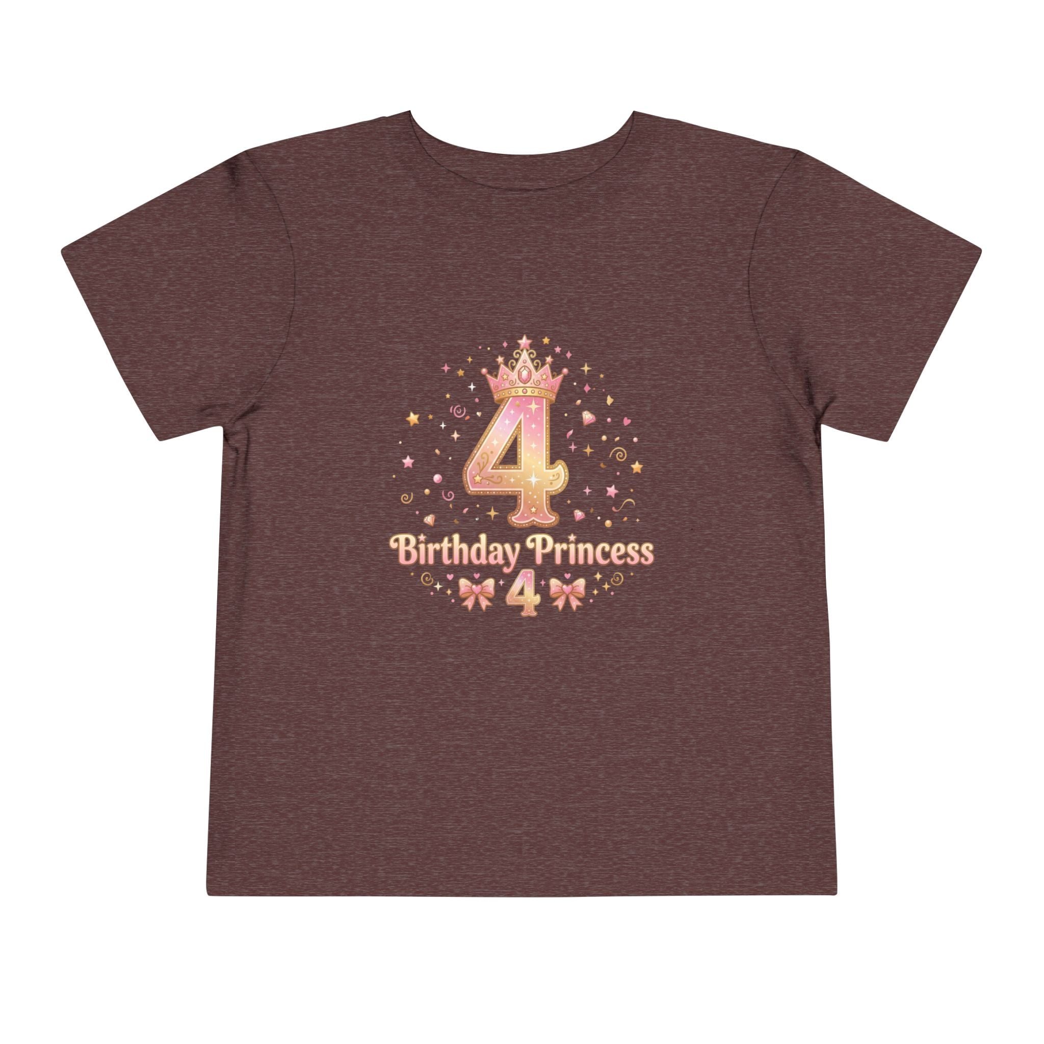 Cute Girl's T-Shirt - 4th Birthday Pink Princess Gold Crown i-Blend T-Shirt