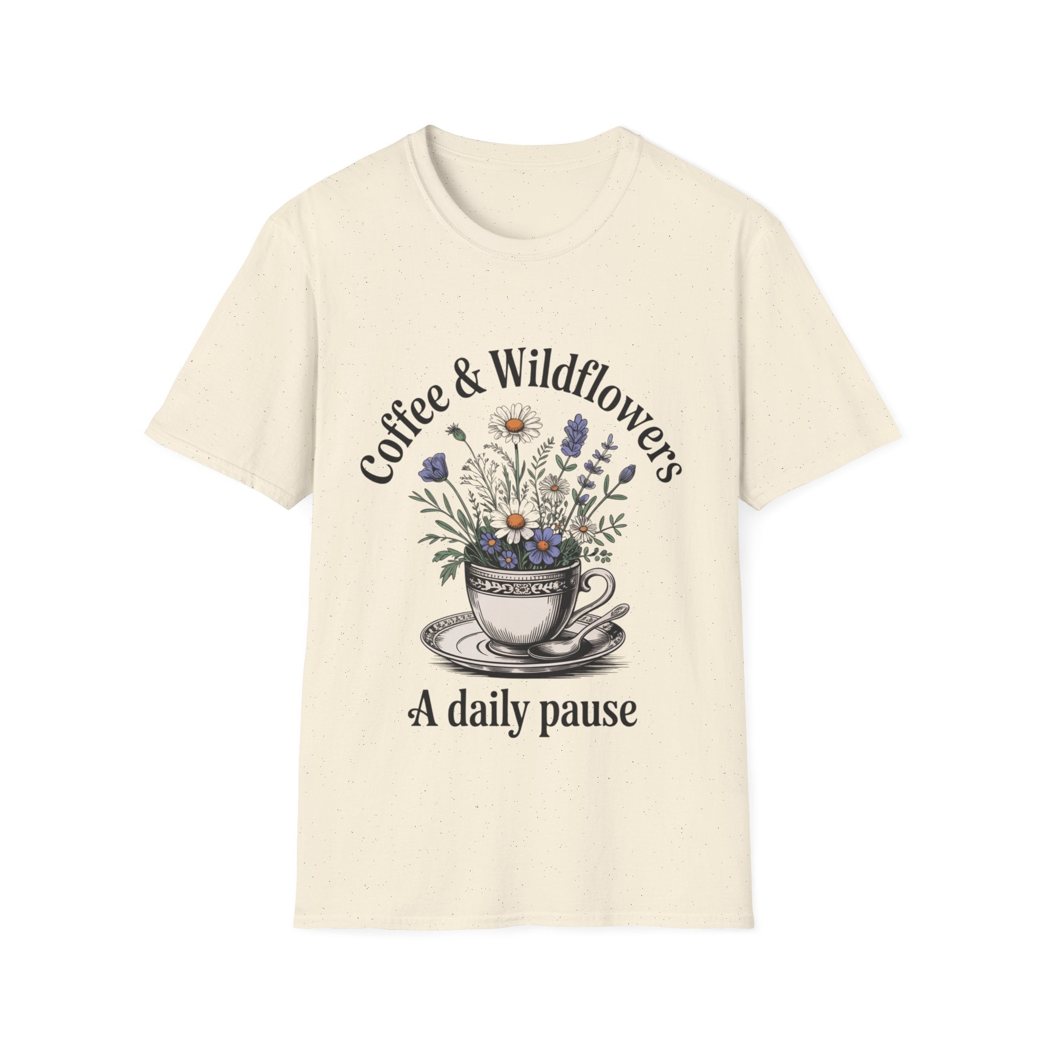 Cute Coffee Lover Floral T-Shirt – Coffee & Wildflowers Design