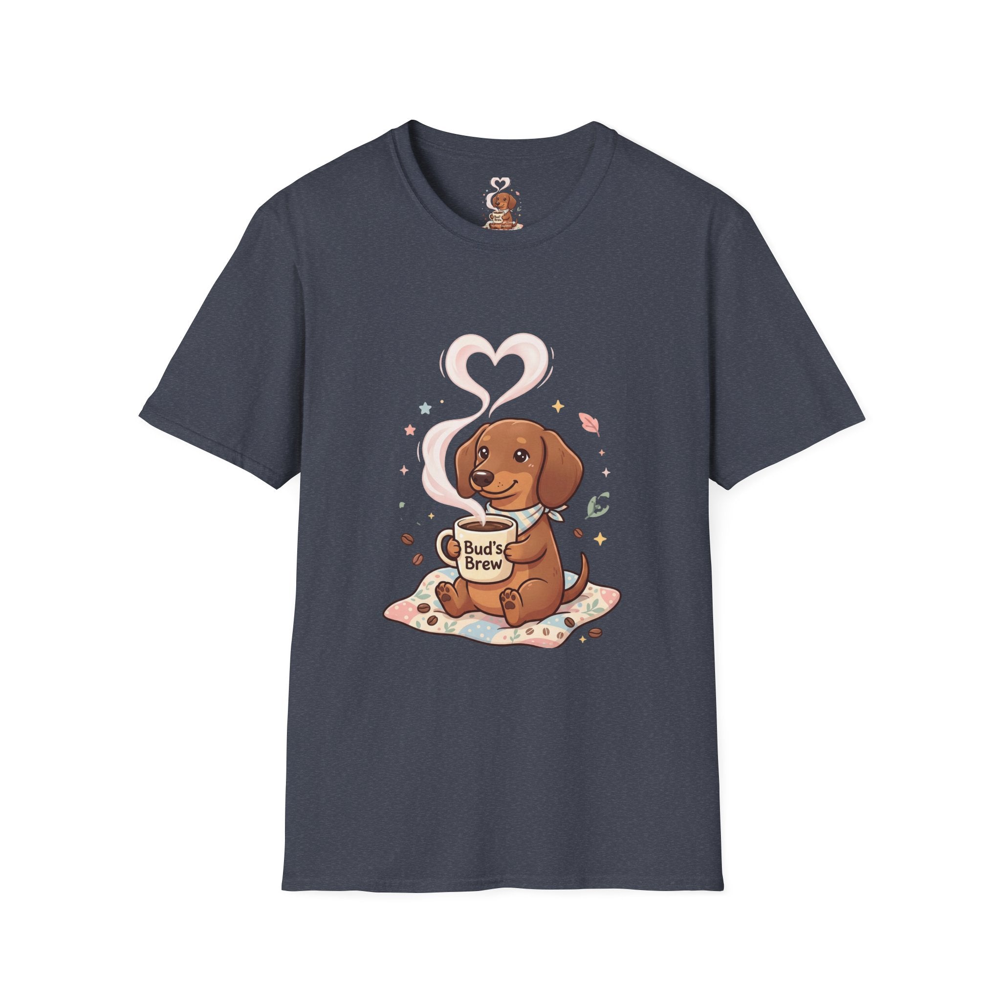 )  Cute Dachshund Coffee Lover T-Shirt – Bud’s Brew Puppy Shirt | Funny Dog Lover Gift | Coffee Lover Graphic Tee