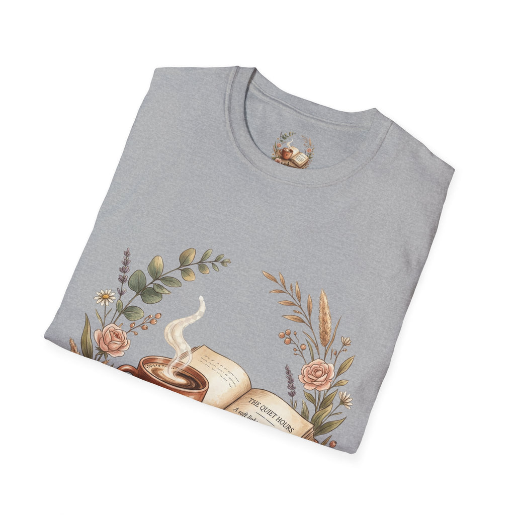 Coffee & Books Aesthetic T-Shirt – Vintage Floral Reading Lover Gift