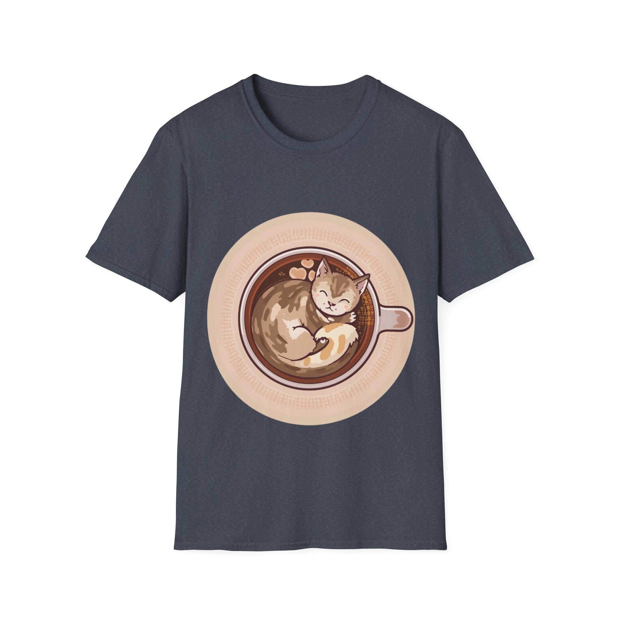Cat in Coffee Cup T-Shirt — Cute Latte Cat Tee for Cat Lovers & Coffee Fans