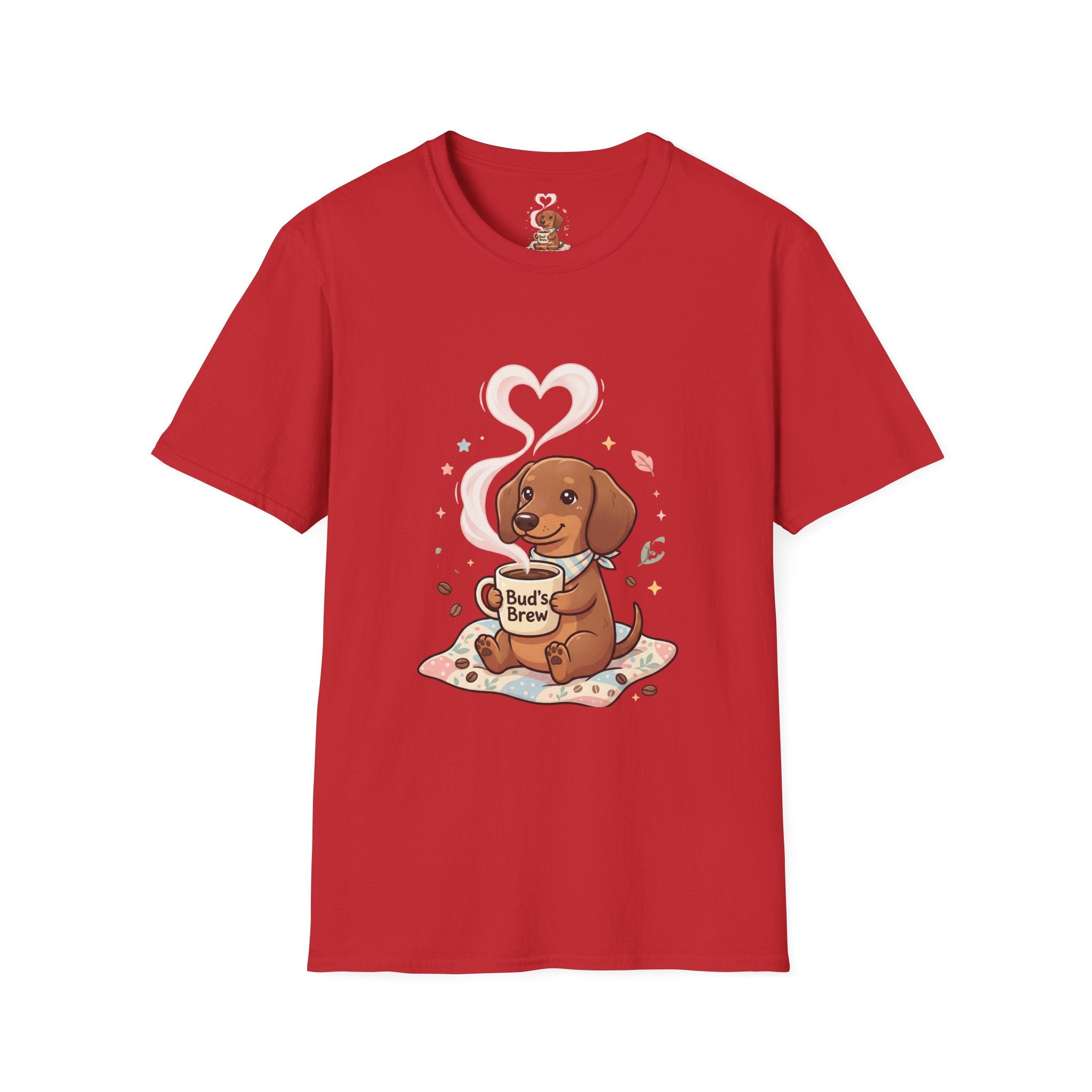 )  Cute Dachshund Coffee Lover T-Shirt – Bud’s Brew Puppy Shirt | Funny Dog Lover Gift | Coffee Lover Graphic Tee