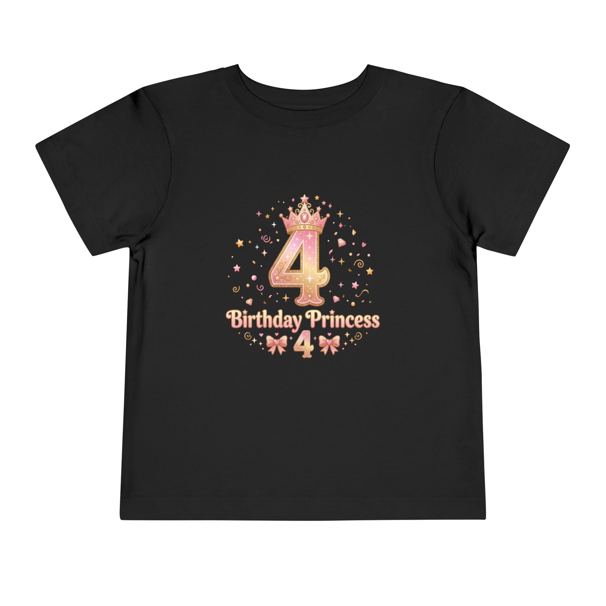 Cute Girl's T-Shirt - 4th Birthday Pink Princess Gold Crown i-Blend T-Shirt