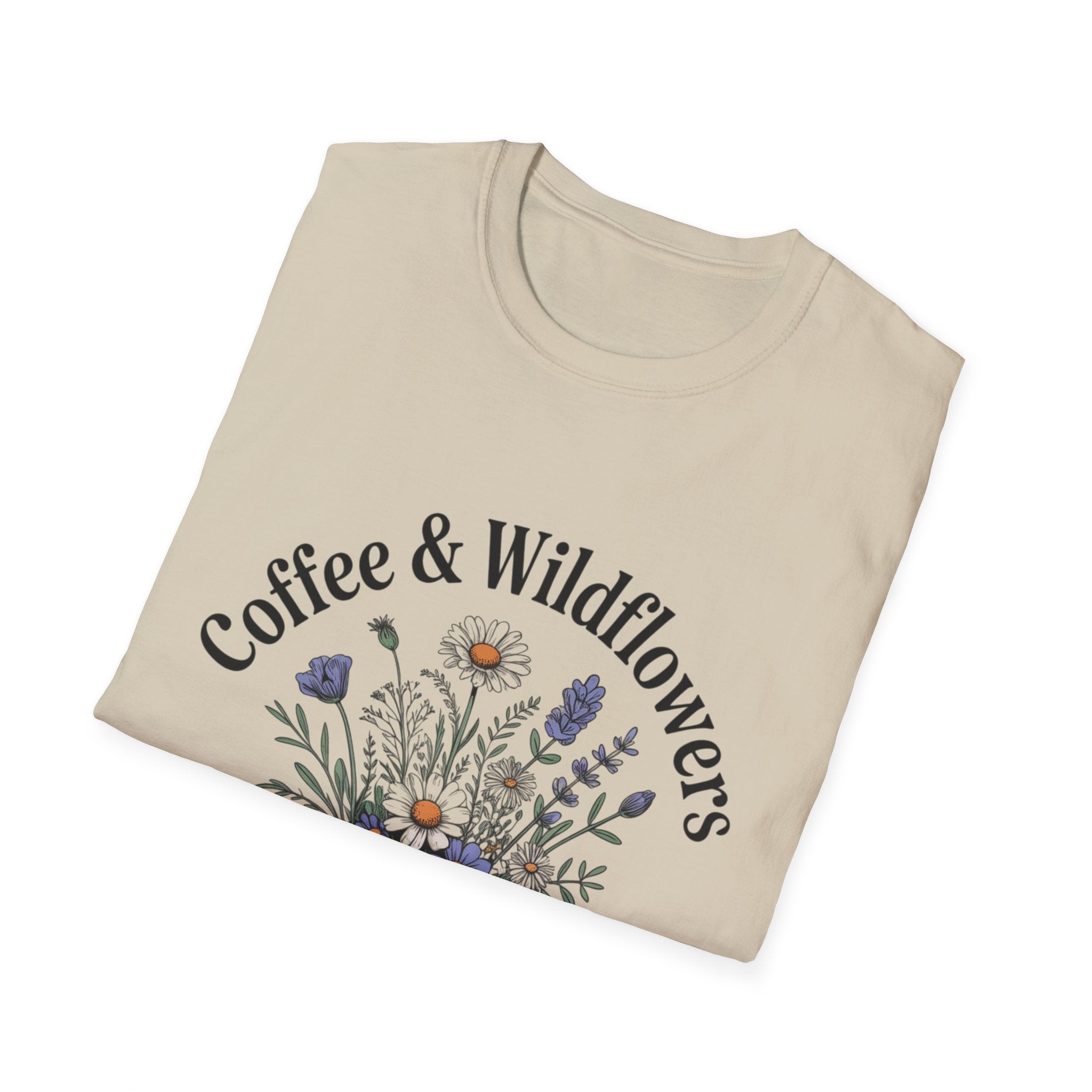 Cute Coffee Lover Floral T-Shirt – Coffee & Wildflowers Design