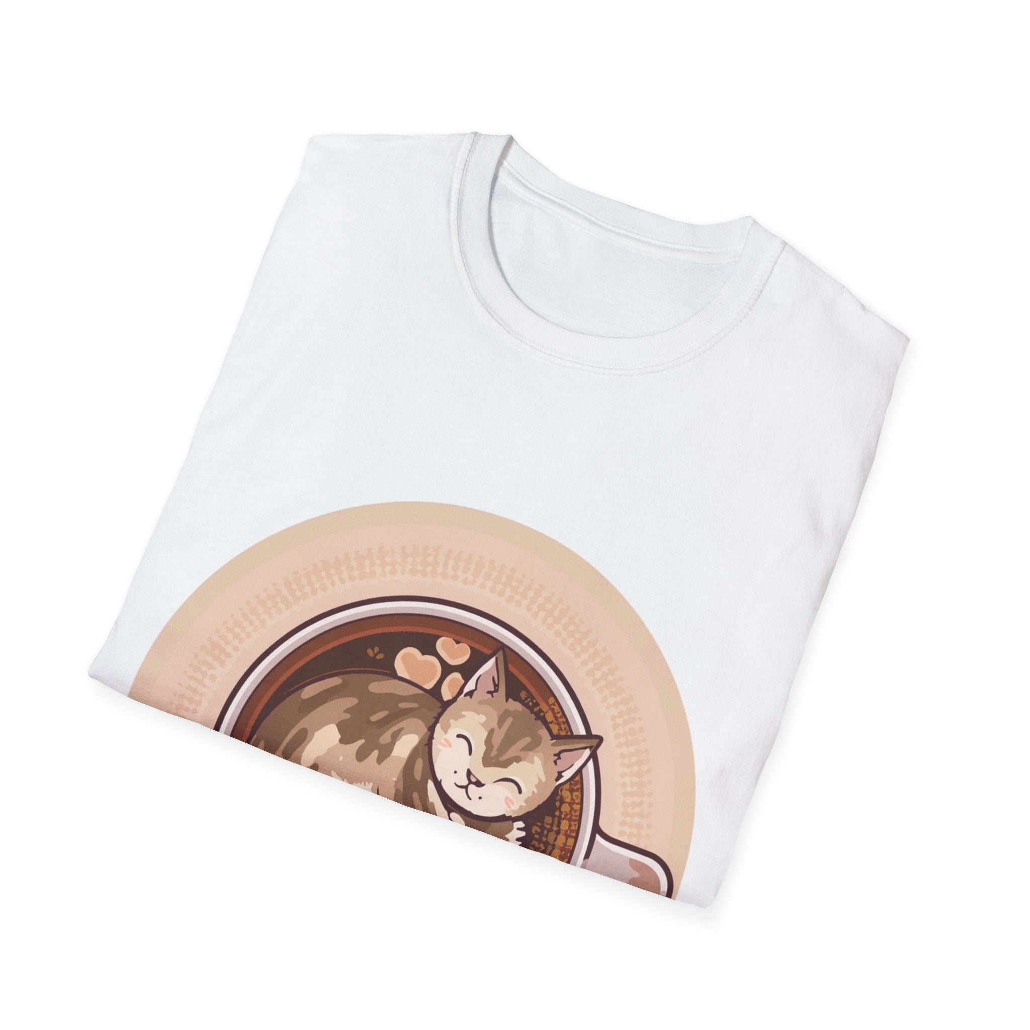 Cat in Coffee Cup T-Shirt — Cute Latte Cat Tee for Cat Lovers & Coffee Fans
