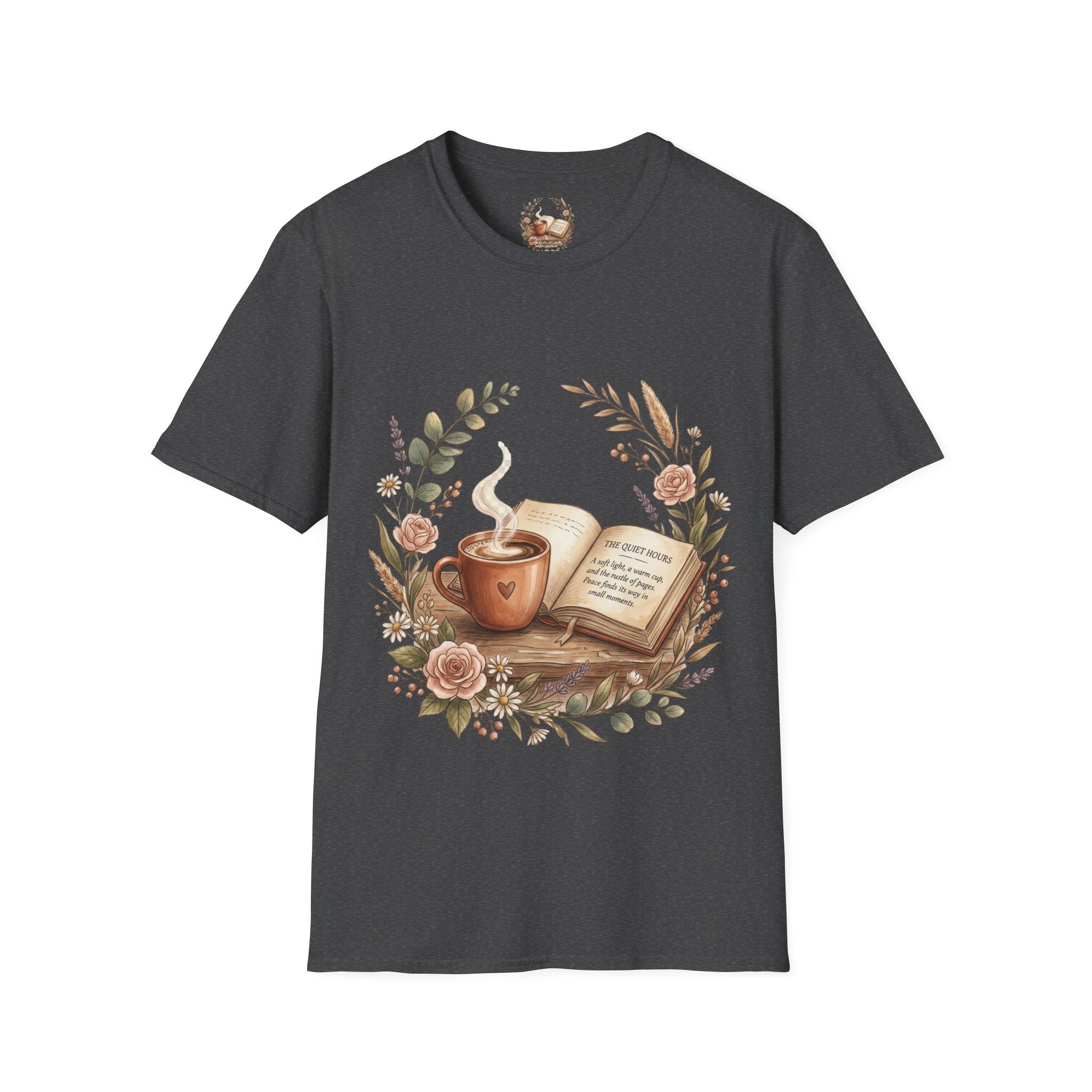 Coffee & Books Aesthetic T-Shirt – Vintage Floral Reading Lover Gift