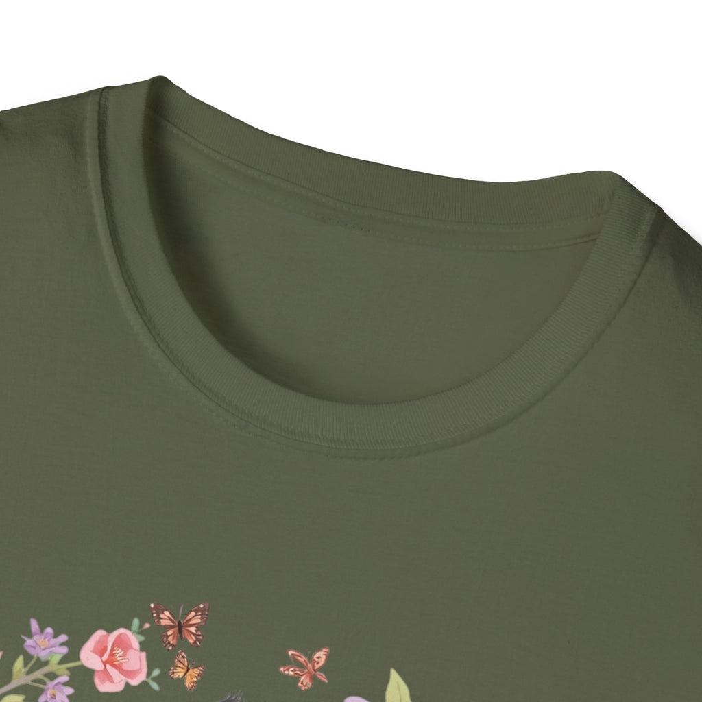 Cat Kittens Floral Wreath T-Shirt — Cute Twins with Gift & Bow